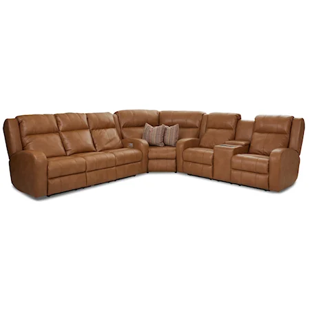 Casual Three Piece Reclining Sectional Sofa with 2 Pillows